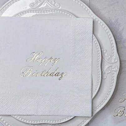 16 Pieces/Sets Of Disposable Napkins With Birthday Slogans, Simple Slogan Graphic Disposable Tissues For Birthday Parties And Christmas