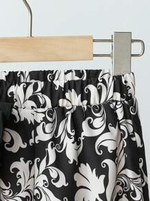 2pcs/Set Young Girls Cap Sleeve Top & Printed Straight Leg Pants Set, Suitable For Holiday, Outing And Casual Wear - Black - View 7