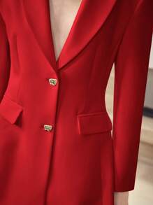 MOTF STUDIO BLAZER ESTRUCTURADO DE SOLAPA ÚNICA - Rojo - Ver 6