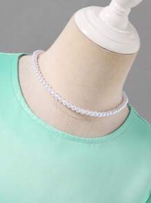 SHEIN Glamorique Kids Tween Girls Elegant Glamorous Summer Dress, Bow Backless Design, Wearing Shows Sweet & Cute Style Mint Green Dress For Girls - Green - View 7