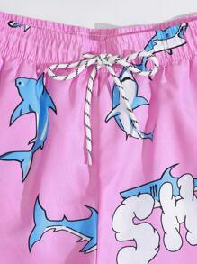 Surfspeed Swim Trunks For Men Drawstring Waist Security Pockets Lightweight 4-Way Stretch Derpy Shark For Beach Vacation,Resort CasualMulticolor Polyester Non-Stretch Beach Shorts,Hawaiian - Multicolor - View 6