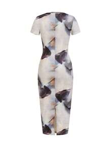 Ellevyn Elegant Women's Round Neck Slim Fit Hip Package Slit Dress Teacher Outfits