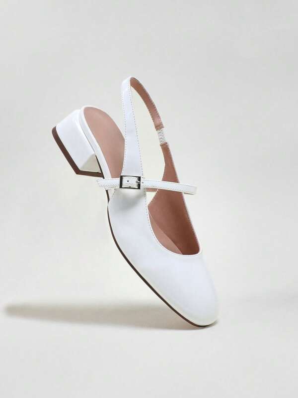 Solezae Zapatos de tacón bajo de punta cuadrada con correa al tobillo de estilo francés elegante para mujer - Inspirados en Coco, elegantes, clásicos y cómodos para bodas