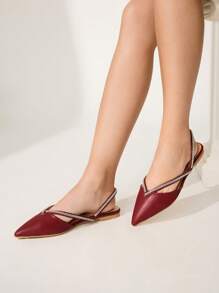 CUCCOO HITCHD White Crystals Strappy Pointed Toe Flat Ballet Shoes, Elegant Commute Casual Holiday Party Valentine's Date Wedding