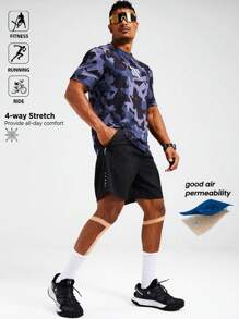 GymBeat 男士松紧腰抽绳黑色夏季运动短裤健身服跑步短裤 - 黑色 - 查看 5