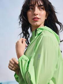 In My Nature Ladies' Casual Zip-Up Hooded Long Sleeve Thermal Thick Warm Jacket Fluorescent Green Jacket - Green - View 5