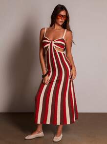 Athîral 女式针织条纹镂空连衣裙，春夏假期