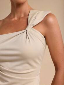 COSMINA Women's Elegant Bowknot Shoulder Casual Top, Suitable For Spring And Summer - Apricot - View 7