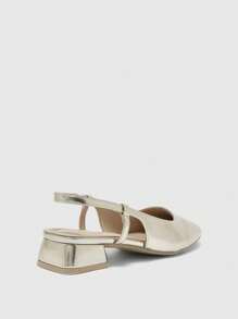 CUCCOO BIZCHIC 女士圆头低跟金色休闲舒适百搭百搭露跟平底乐福鞋 - 金色 - 查看 8