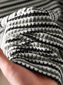 CosyJoli Plus Size Women Striped Print Round Neck Short Sleeve Casual Old Money Summer T-Shirt,Slightly Sheer - Army Green - View 7