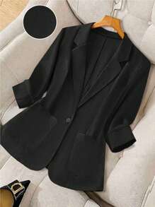 Regalyn Blazer informal de talla grande para mujer, de color liso y delgado, para oficina