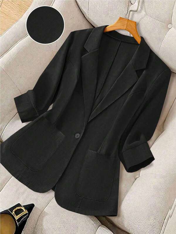 Regalyn Blazer informal de talla grande para mujer, de color liso y delgado, para oficina