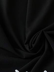 DreamSkyne Plus Size Women Lace Color Block Casual Dress - Black and White - View 4