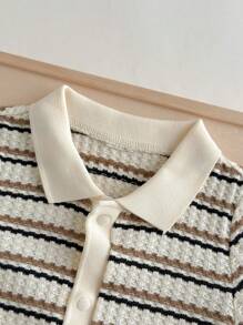 Loomiva Baby Boy Colorful Striped Knit Soft Collar Romper Shorts,Versatile And Comfortable Summer Polo Newborn Unisex - Multicolor - View 4