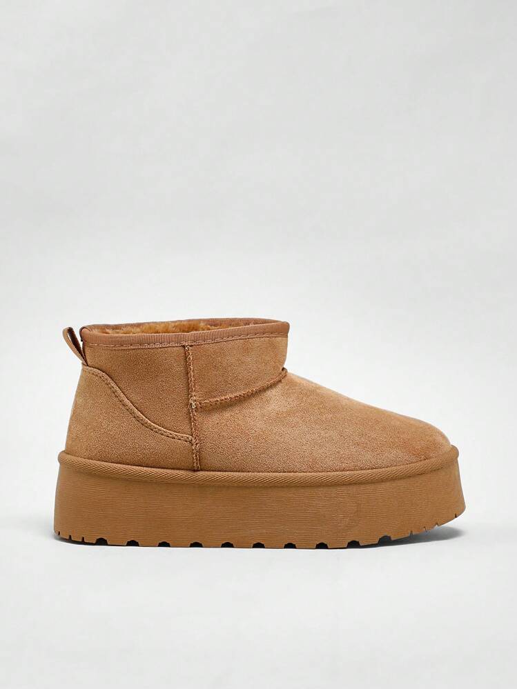 Solezae Botas Ankle de Sola Pesada e Deslizamento Fácil de Camurça Sintética Versátil, Para Dias Quentes - Caramelo - Visão 2