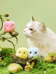 1pc/3pcs Squeak Ball Interactive Cat Plush Toy Ball - Cat Squeak Sound Training Toy - Fun Pet Toy Ball For Playing And Exercise, Cat Plush Ball, Cat Toy Ball, Interactive Indoor Cat Toy, Training Cat Toy - Multicolor - View 4