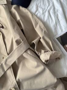 Dazy X KIMYOUJUNG Collection 女士纯色长袖单排扣长款休闲/工作风衣外套，秋季女装