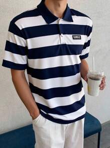 SHEIN Teen Boys Casual Short Sleeve Polo Shirt, Sports Street Punk Rock School Style For Daily Wear, Party, Music Festival, Suitable For Spring/Summer - Multicolor - View 1