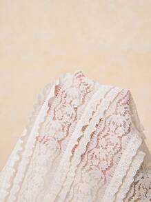 Poéselle 女士优雅纯色蕾丝前扣T恤，夏季