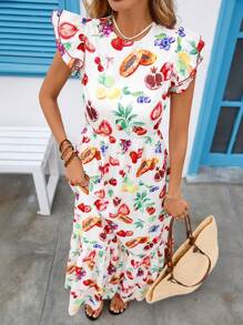 Vivid Eden 女士水果印花盖袖连衣裙 - 彩色 - 查看 5