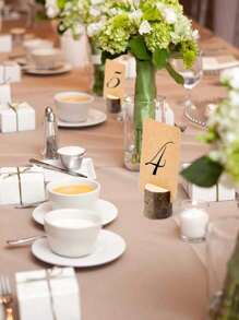 Wooden Place Card Holders, Premium Rustic Table Number Holders, Kraft Paper Table Place Cards, Wooden Photo Holders, Great For Wedding Party Table Names And More! - Brown - View 7