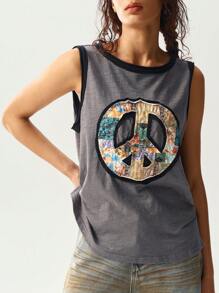 Bohemela 女式针织花卉印花休闲背心，宽松版型