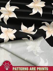 EMERY ROSE 休閒花卉圖案寬鬆V領女式襯衫，適合春夏秋冬穿著，時尚女式休閒襯衫 - 彩色 - 查看 4