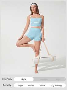 GLOWMODE 4.3'' FeatherFit™ Contrast Color Shorts Low Impact Yoga Pilates Studio Daily Casual Wear