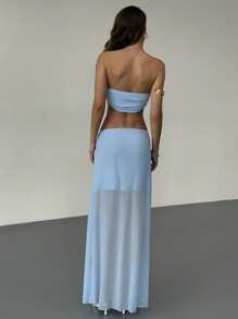 Aloruh Women's Halter Backless Dress With Starfish Decor - Blue - View 3