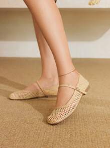 Styleloop Sandalias de plataforma con cuña y tira de tobillo con estampado de moda para mujer