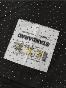 ROMWE MEN Street Life 男士水钻刺绣T恤，七分袖 - 黑色 - 查看 6