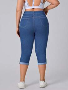 Flexra Plus Size Women Stretchable Blue Denim 7/8 Length Casual Pants  Summer Outfits For Women Festival Outfits  Women Clothing Casual Capri Jeans