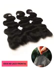 TrueHD 1片高清蕾丝前额假发，13x4寸，波浪卷发，真人发，13x4寸耳到耳高清蕾丝前额假发，预先拔毛，自由分缝，全蕾丝前额假发，女士专用 - SNatural - 查看 3