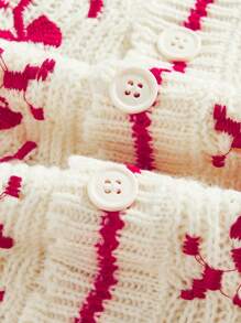 ROMWE MEN Street Life Vacation Men's Embroidered Pattern Loose Knitted Shirt, Knitted Short Sleeve Top - Red - View 5