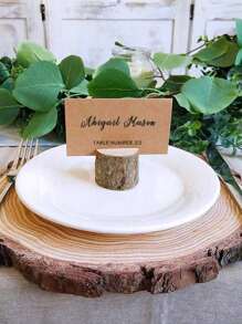 Wooden Place Card Holders, Premium Rustic Table Number Holders, Kraft Paper Table Place Cards, Wooden Photo Holders, Great For Wedding Party Table Names And More! - Brown - View 12