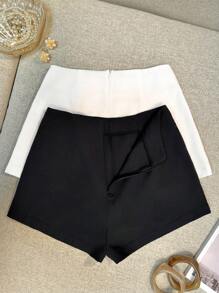 INAWLY Shorts décontractés polyvalents pour femmes en couleur unie, été