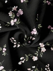 SHEIN Frenchy Women's Casual Holiday High Slit Flare Hem Skirt, Ditsy Floral Pattern, Suitable For Summer Chic Dress - Multicolor - View 7