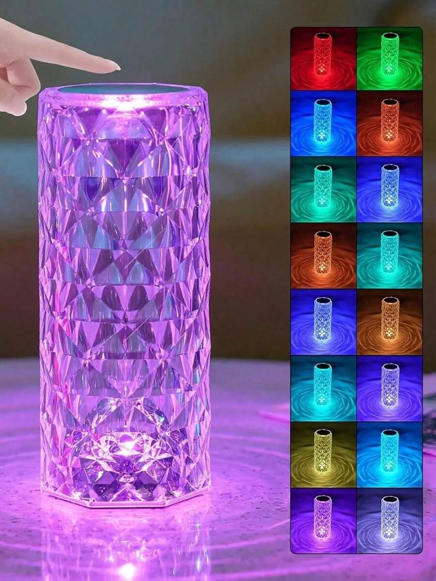 1个金属USB充电式LED触摸暖光可调节台灯，复古床头氛围灯，适用于客厅、卧室、酒吧、办公桌，生日礼物之选。（温馨提示：充电时请勿使用快充，以免损坏光源板。）