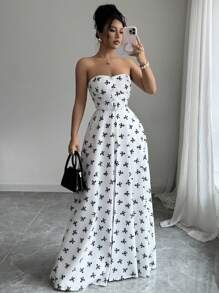 Elenzga Mono sin mangas estampado casual con elegante y sofisticada vibra, estilo de resort