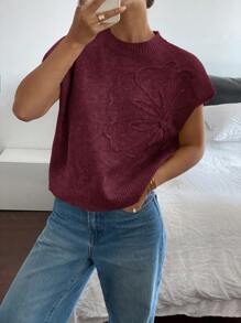 Siren Gaze 女士休闲纯色 3D 花卉短袖针织上衣