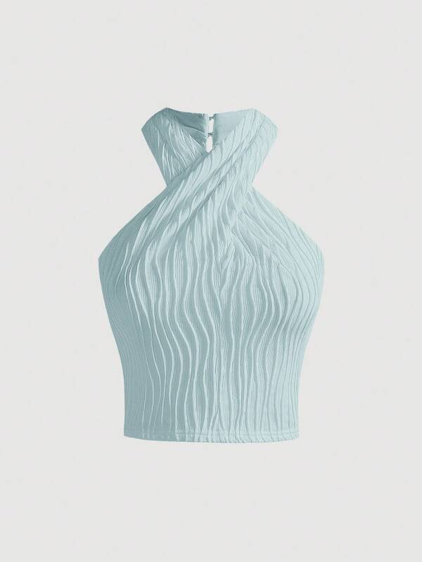 SHEIN Girlism Top camisola sin espalda con trenzas y diseño jacquard de moda urbana para chicas adolescentes, para el verano
