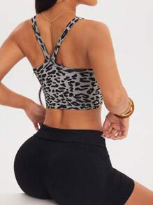 Easithlete Women's Leopard Print Workout Tank Top Women Sports Outfit - Multicolor - View 2