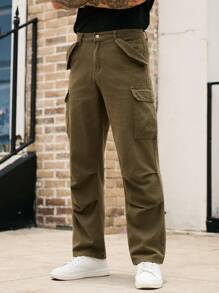 Manfinity Homme 男士休闲简约纯色直筒工装牛仔裤