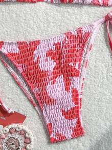 Swim Mod 女士休闲度假沙滩露背紧身性感两件套泳衣 - 粉色 - 查看 4