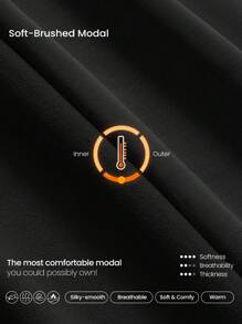 GLOWMODE Pantalones rectos con bolsillos laterales, cintura ajustable con cordón, bajo con abertura, de fibra de modal y forro polar, para uso casual en otoño e invierno - Negro - Ver 2