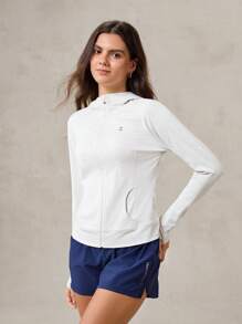 OutZeal 防紫外线 UPF50+ 凉爽触感透气连帽防晒夹克日常休闲 - 白色 - 查看 7