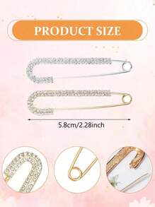 1/2/4 件女士女孩水钻胸针金银色安全别针胸针翻领别针徽章毛衣裙服装装饰帽子配饰 - 彩色 - 查看 4