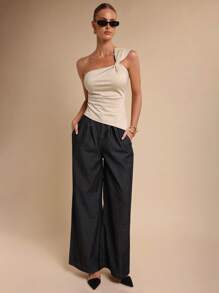 COSMINA Women's Elegant Bowknot Shoulder Casual Top, Suitable For Spring And Summer - Apricot - View 5