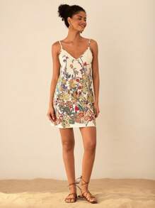 Travachic Vestido de verano con corte Cami y una pieza con estampado floral - Beis - Ver 4