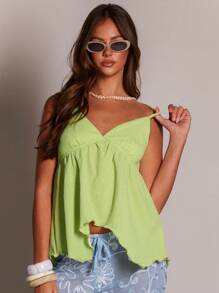 Athîral Women's Lime Peplum Cami Top - Green - View 3